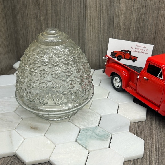 Vintage Clear Glass Light Cover Globe Acorn Beehive Shade Hobnail Bubble 3” - Picture 4 of 4